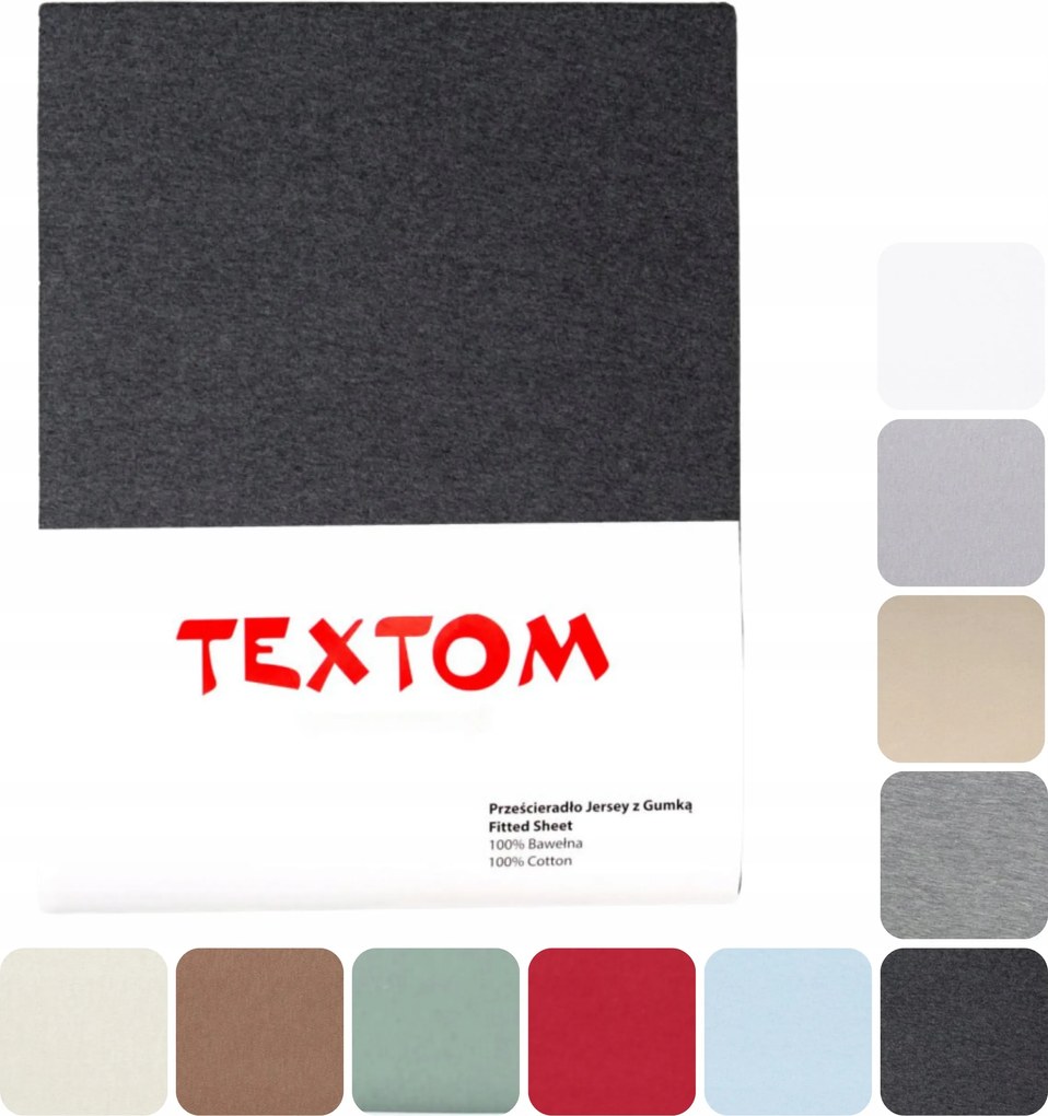 Gumis Lepedő 120x200 +30cm Magas Pamut Jersey Antracit