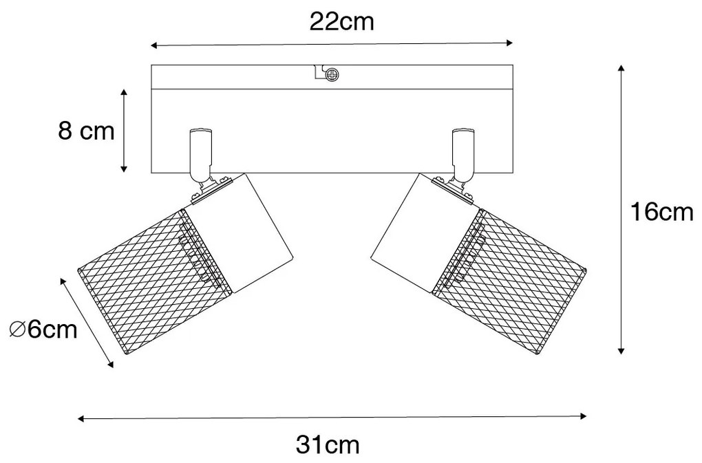 Ipari spotlámpa fekete 2-lámpás állítható - Jim
