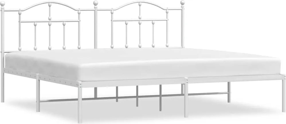 vidaXL fehér fém ágykeret fejtámlával 200 x 200 cm