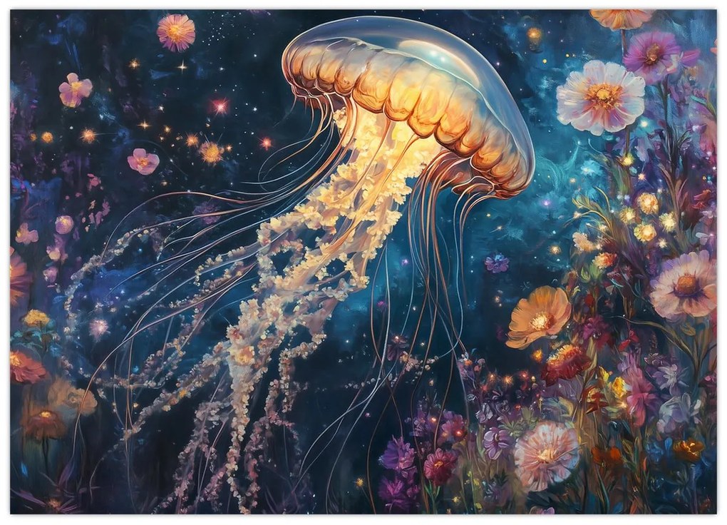 Üveg kép - Varázslatos medúza (70x50 cm)