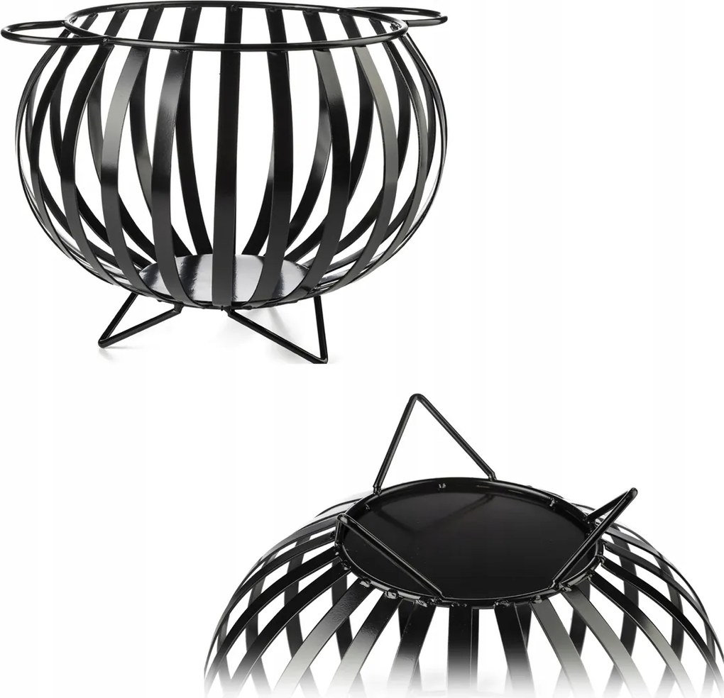 Fém Fekete Fa Kosár Loft Kosár Gömb