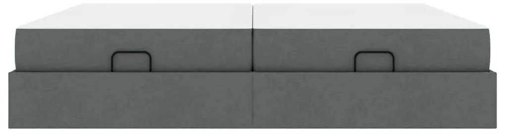 Ágykeret tárolóval Sötétszürke 200 x 200 cm szövet