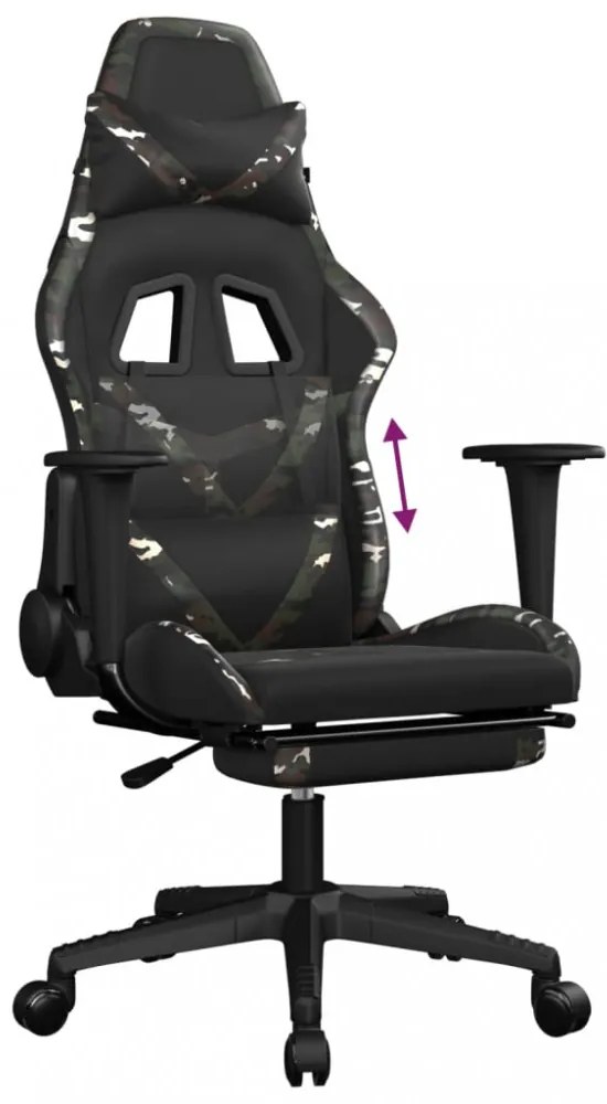 vidaXL fekete és terepszínű műbőr játékszék lábtartóval