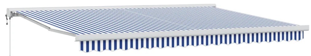 Automatikus Behúzható Napellenző Kék és Fehér 450x300 cm