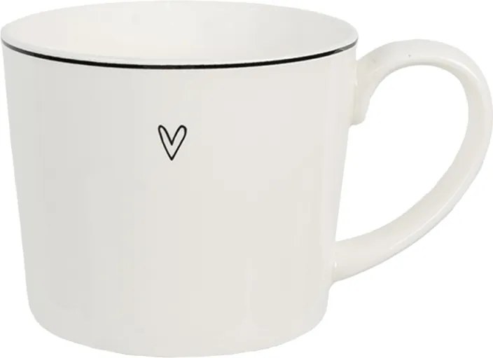 Fehér kerámia bögre szívvel és fekete szív csíkkal 275 ml