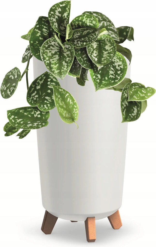 Virágtartó magas cső kerek 19,5cm fehér matt