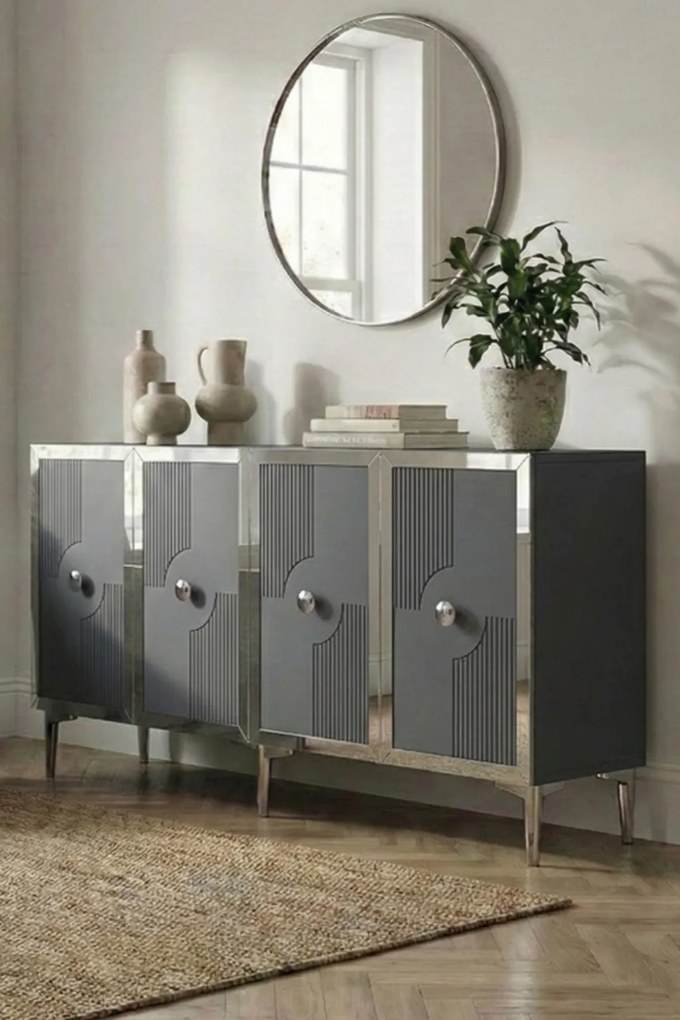 Pega komód, antracit-ezüst, 125 cm
