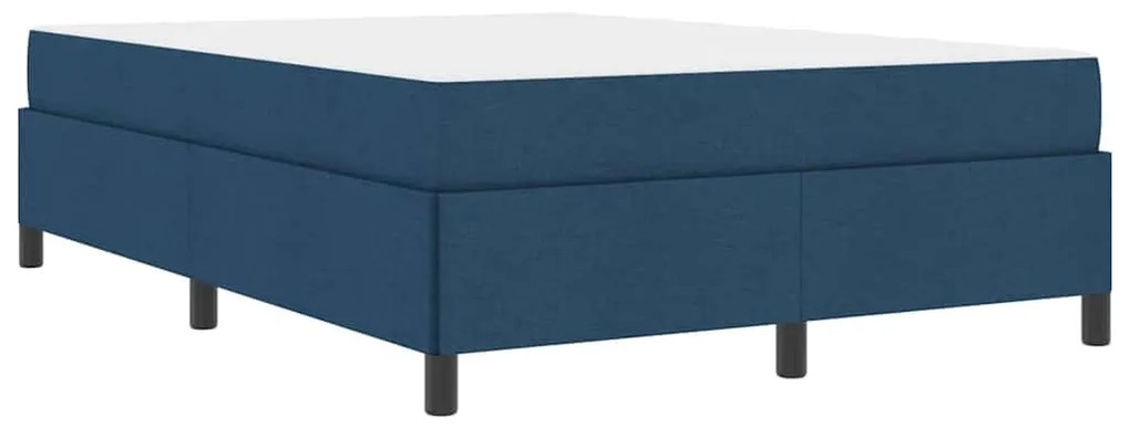Boxrugós ágy Kék és Fekete 140 x 190 cm Textil és mérnöki fa