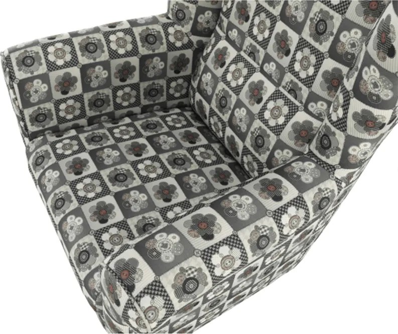 füles fotel puffal, szövet patchwork N1, ASTRID