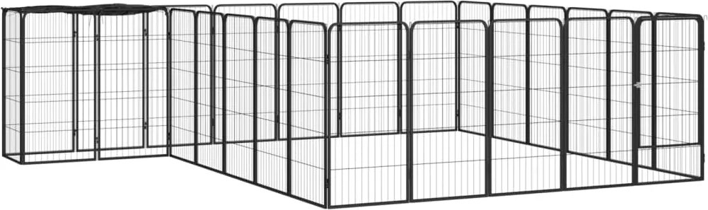 vidaXL 26-paneles fekete porszórt acél kutyakennel 50 x 100 cm