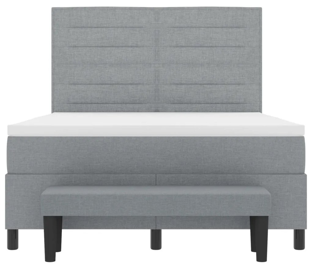 Box Spring Ágy matraccal és padtál szürke 140x200 cm szövet