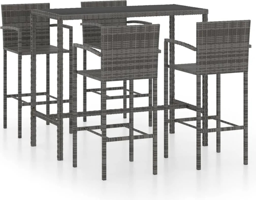 vidaXL 5 darabos szürke polyrattan kerti bárszett