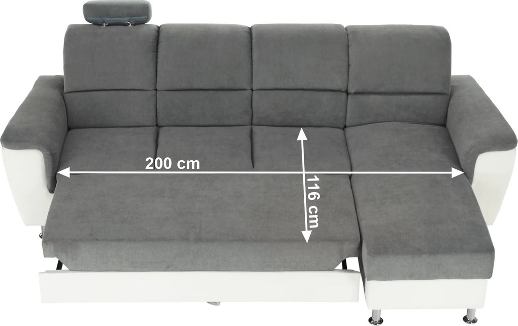 Kissarok, textilbőr fehér/szövet szürke, jobbos, SANTIAGO