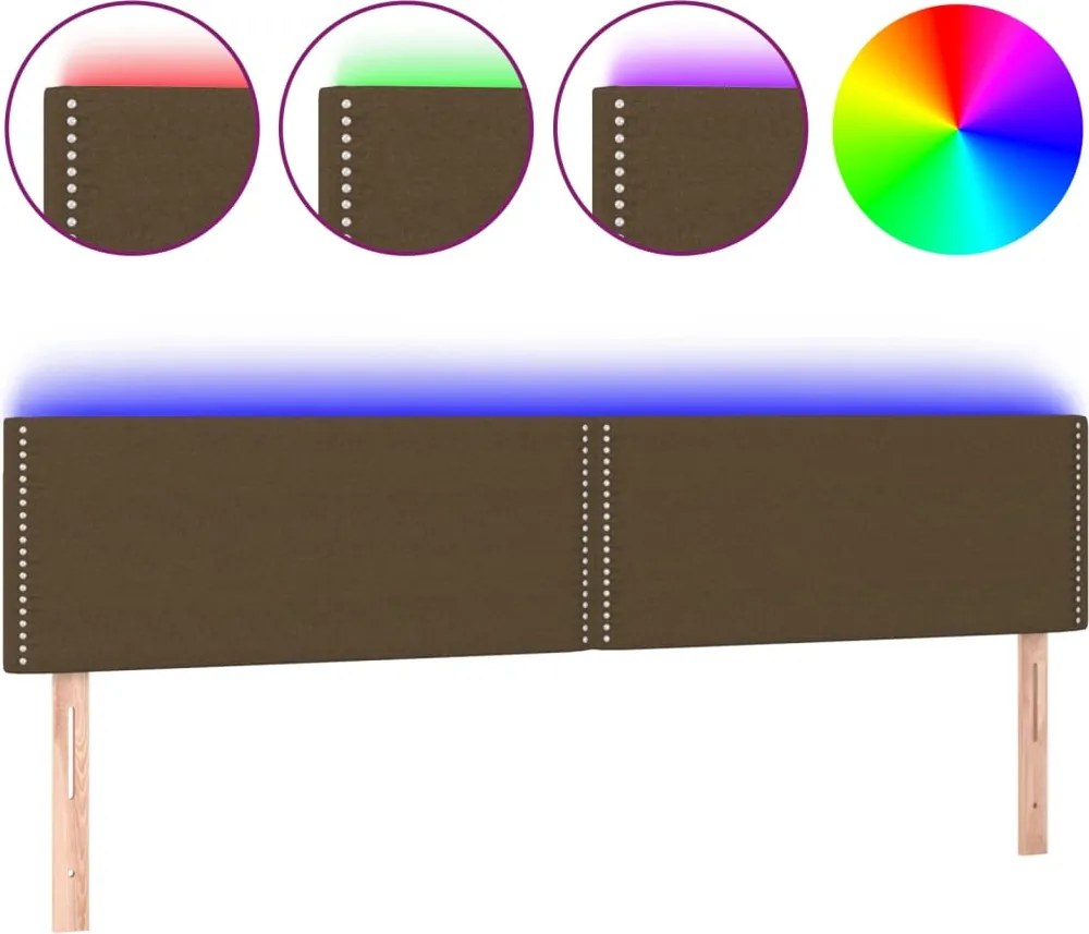 vidaXL sötétbarna szövet LED-es fejtámla 200x5x78/88 cm