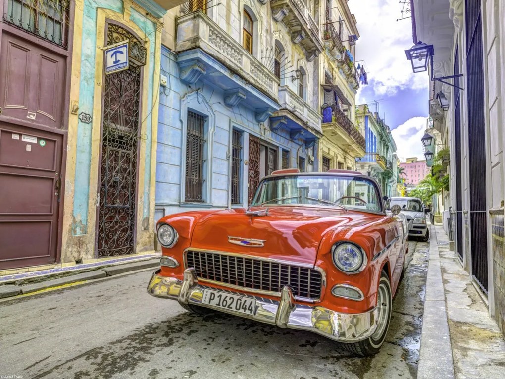 Poszter 40x30cm Antik autó Havannában, Assaf Frank