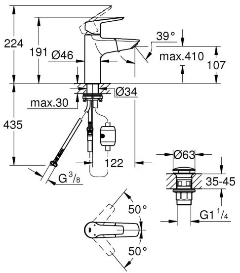 GROHE 24205003 - START mosdócsaptelep DN 15, M méret, fényes króm
