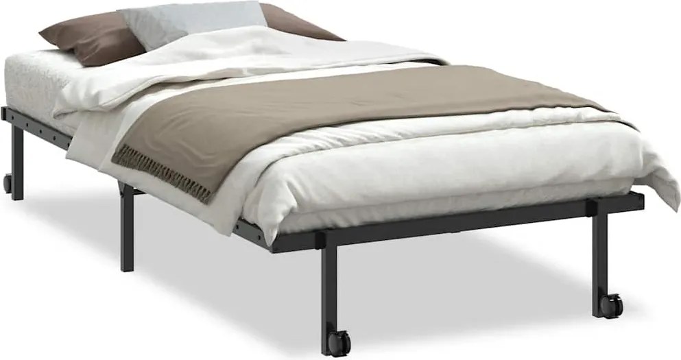 vidaXL fekete acél ágykeret matrac nélkül összecsukható 107x203 cm