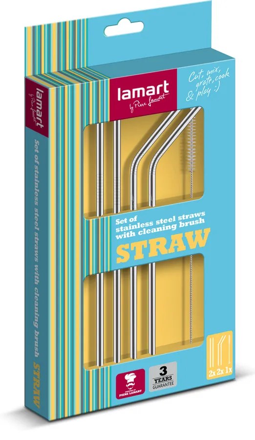 Lamart LT7052 Straw 5 db-os rozsdamentes acélszívószál készlet