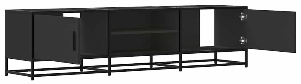 fekete szerelt fa és fém TV-szekrény 160x35x41 cm