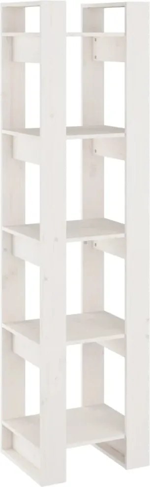 vidaXL fehér tömör fenyőfa könyvszekrény/térelválasztó 41x35x160 cm