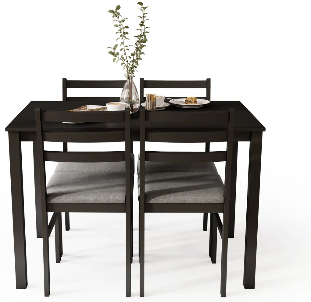 MAZZONI EXPORT TORINO étkezőgarnitúra asztal + 4 szék Fekete/Világosszürke (Savana 21 szövet) - FA ÉTKEZŐ GARNITÚRA KONYHÁBA/ÉTKEZŐBE