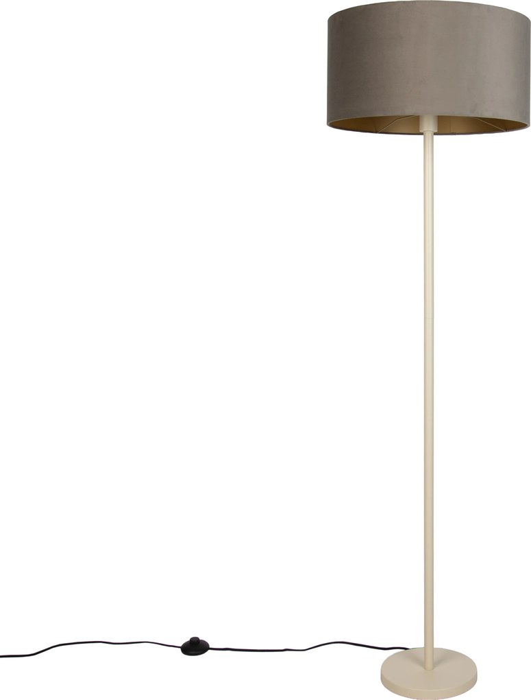 Japandi vloerlamp beige met kap taupe en gouden binnenkant 50cm - Simplo