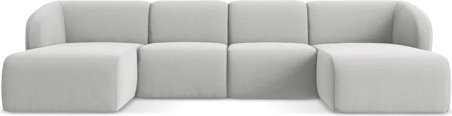 Világosszürke bársony sarokkanapé (U alakú) Lani – Makamii
