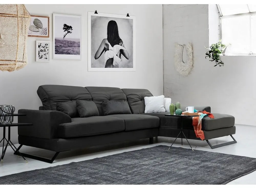 Sötétszürke sarokkanapé (jobb oldali) Frido – Balcab Home