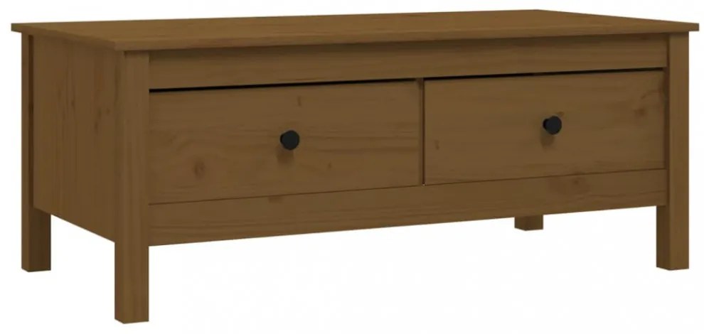 mézbarna tömör fenyőfa dohányzóasztal 100 x 50 x 40 cm