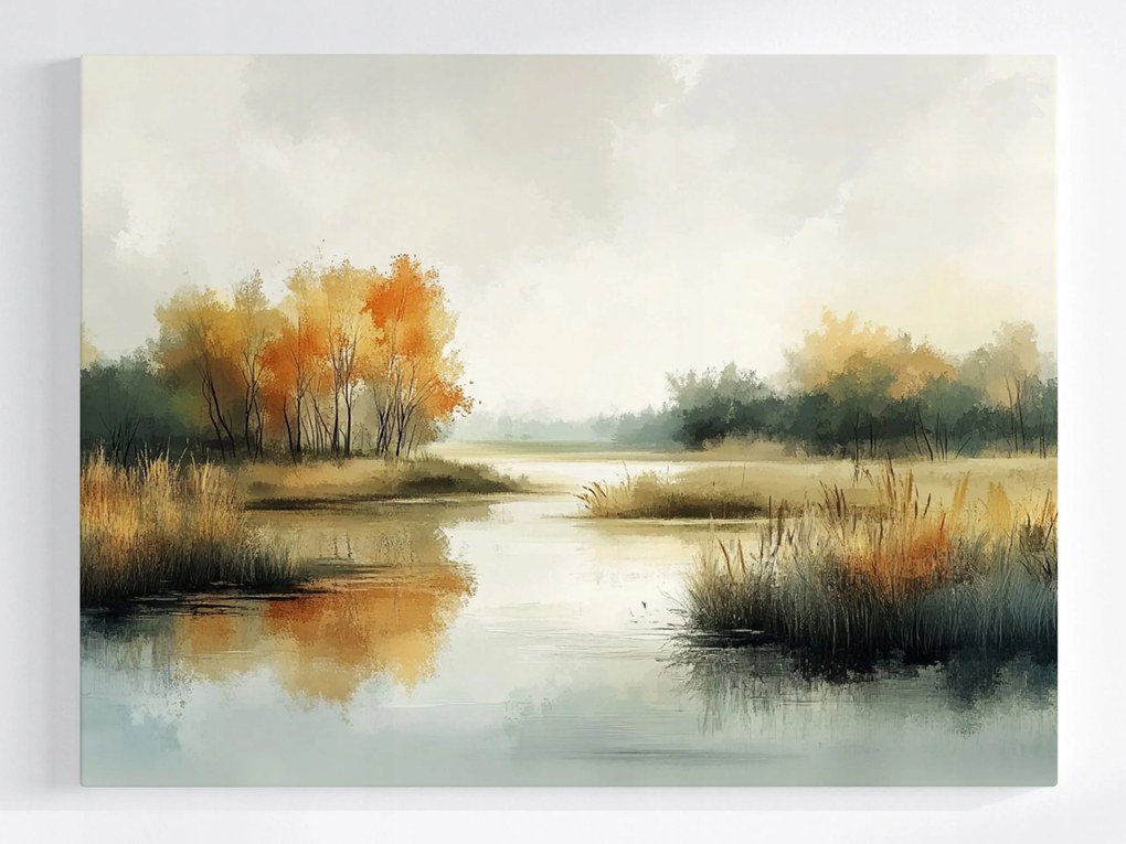 Vászonkép Canvas Tájkép Kilátás Folyó Fák Ősz 100x75