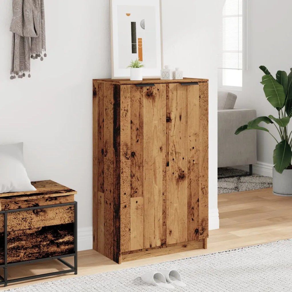 antik fa színű szerelt fa cipőszekrény 59 x 35 x 100,5 cm