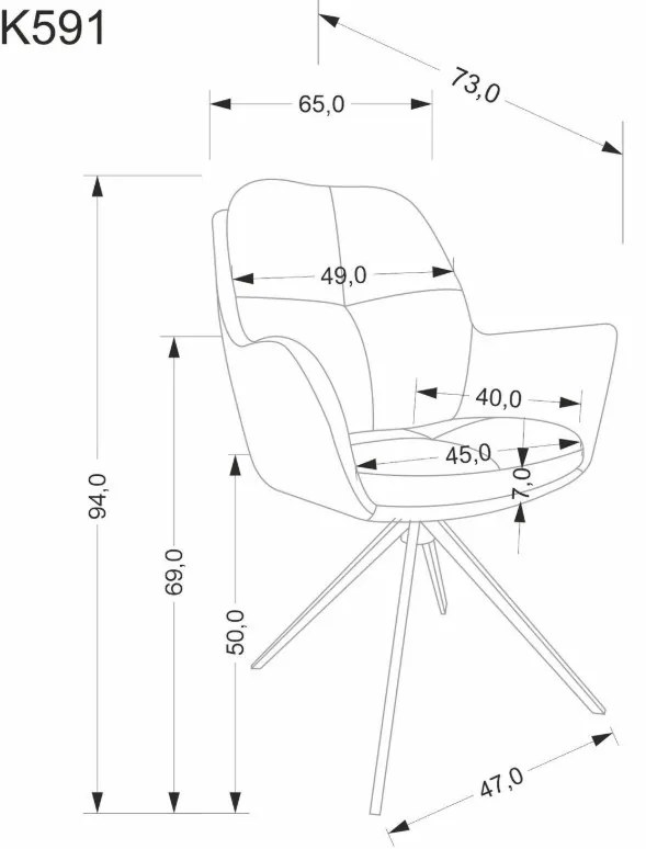 K-591 360 fokban forgatható étkezőszék barna
