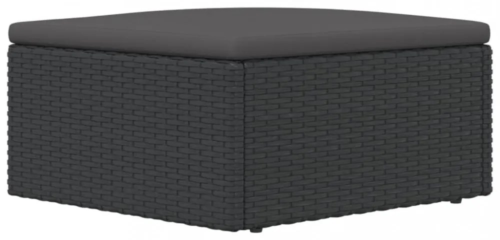 fekete polyrattan kerti lábtartó párnával