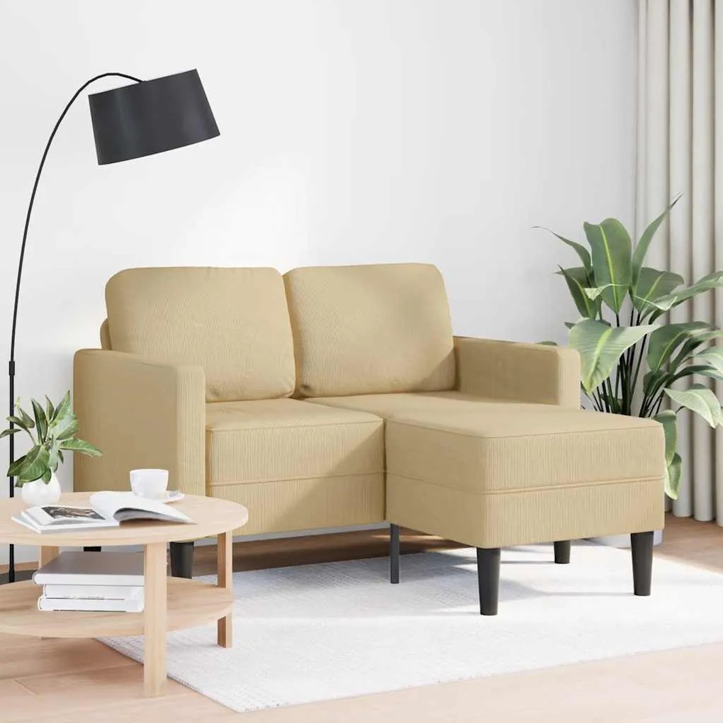 zöldszürke vászon 2 üléses kanapé L-alakú kanapéval 125 cm