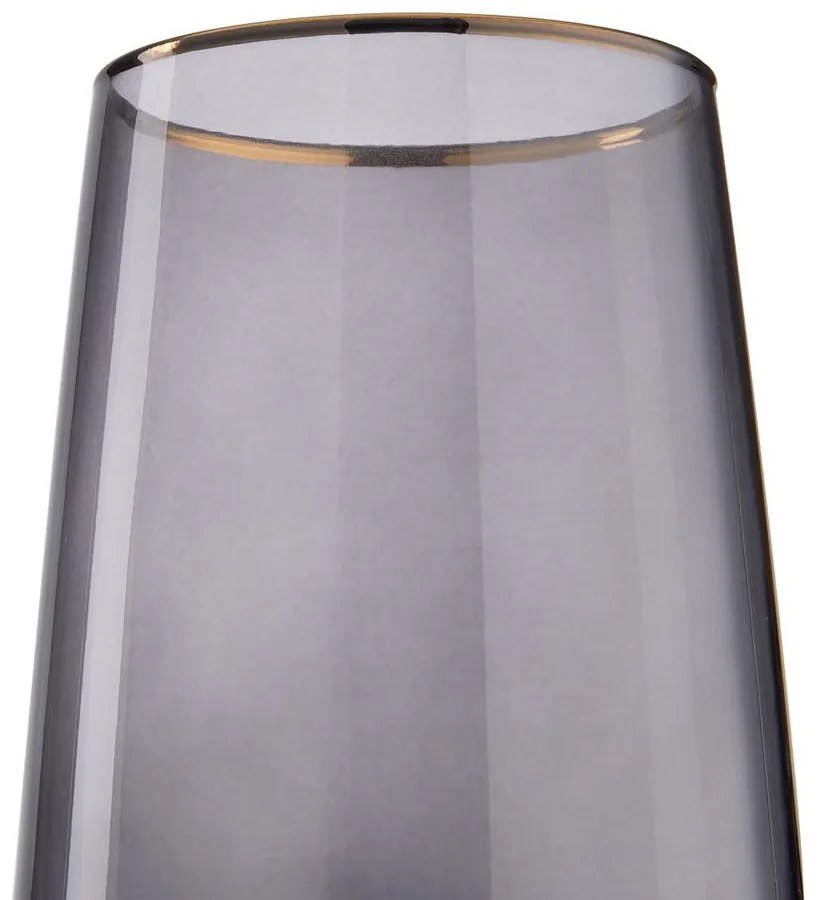 TOUCH OF GOLD long drink pohár arany szegéllyel, szürke 480 ml, 6 db-os készlet