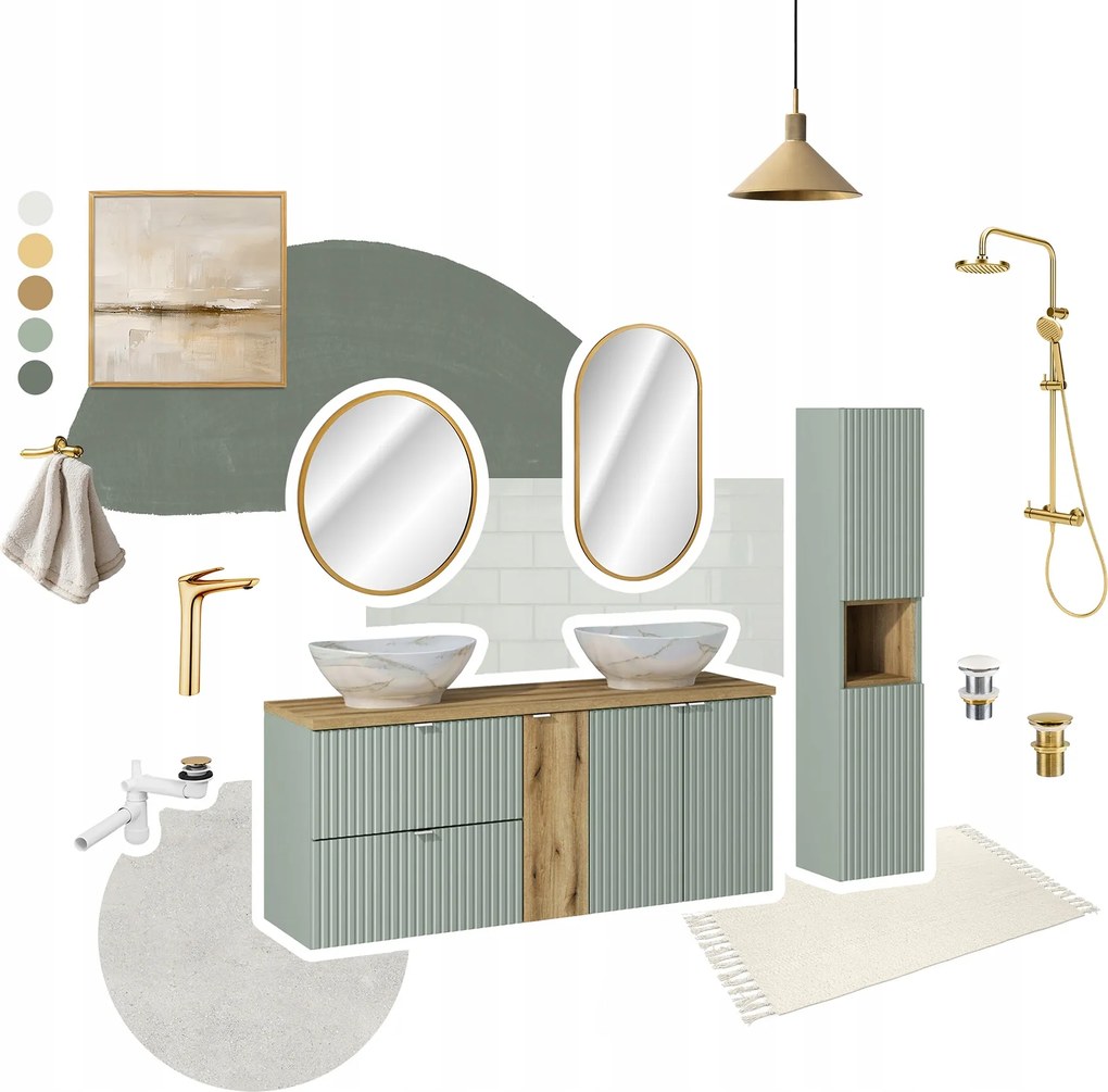 Bútorszett 140cm-es asztallappal és 2 db Pati pultra szerelhető mosdóval