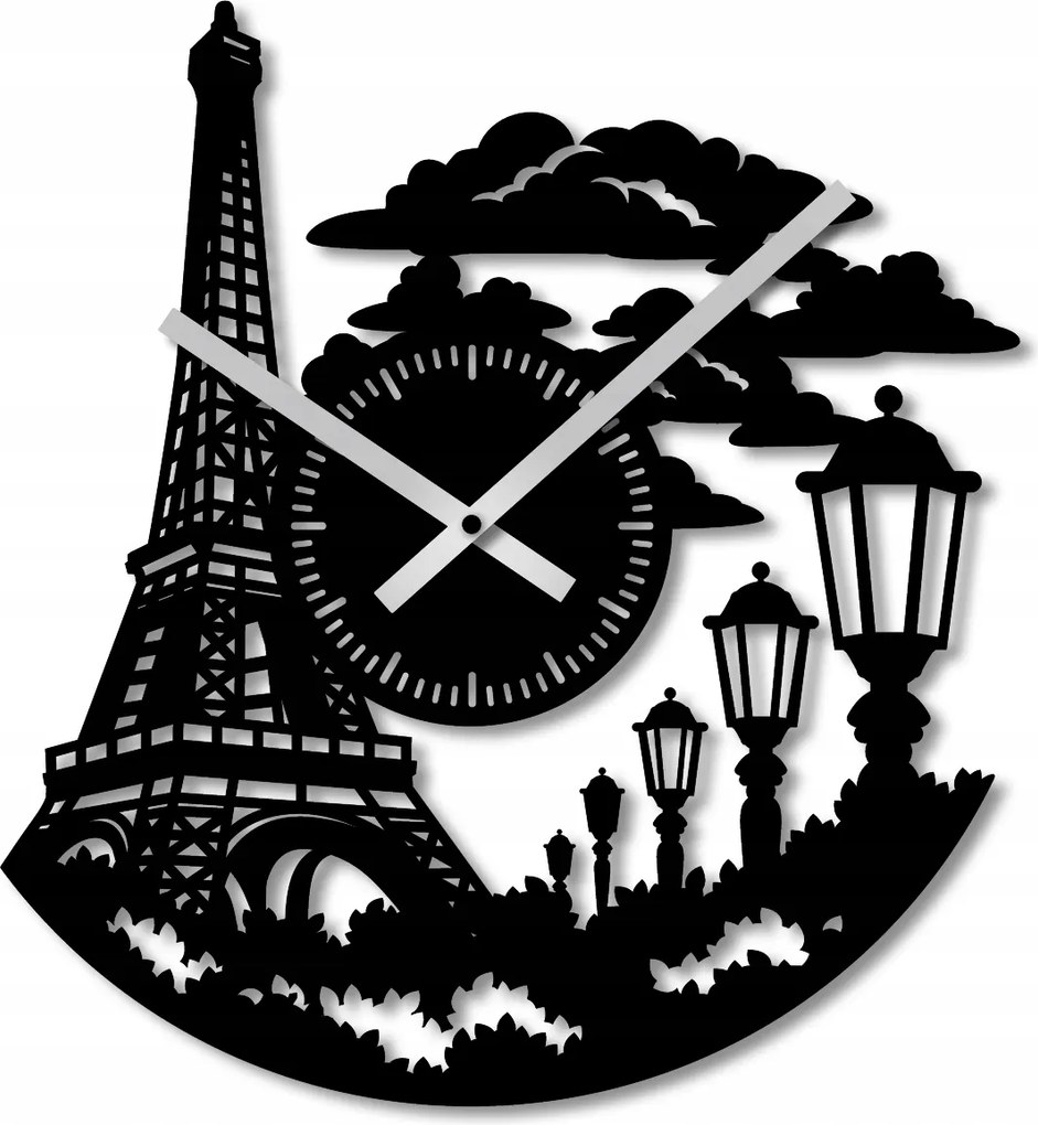 Falióra 50 cm Fa Falióra Fekete Eiffel-torony Párizs