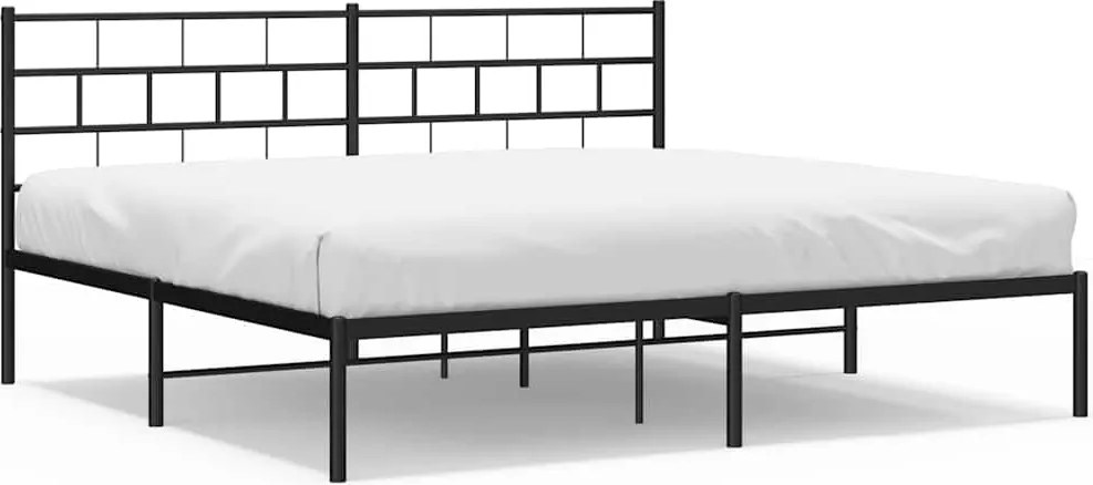vidaXL fekete fém ágykeret fejtámlával 183 x 213 cm