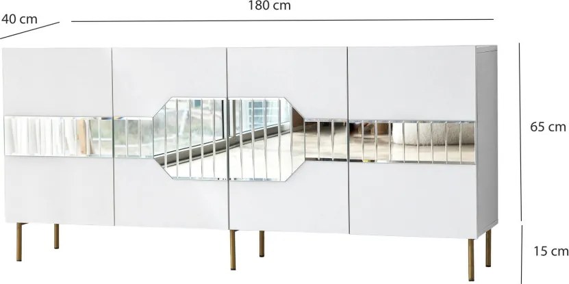 Milan komód, fehér-arany, 180 cm – TR552NOS1804