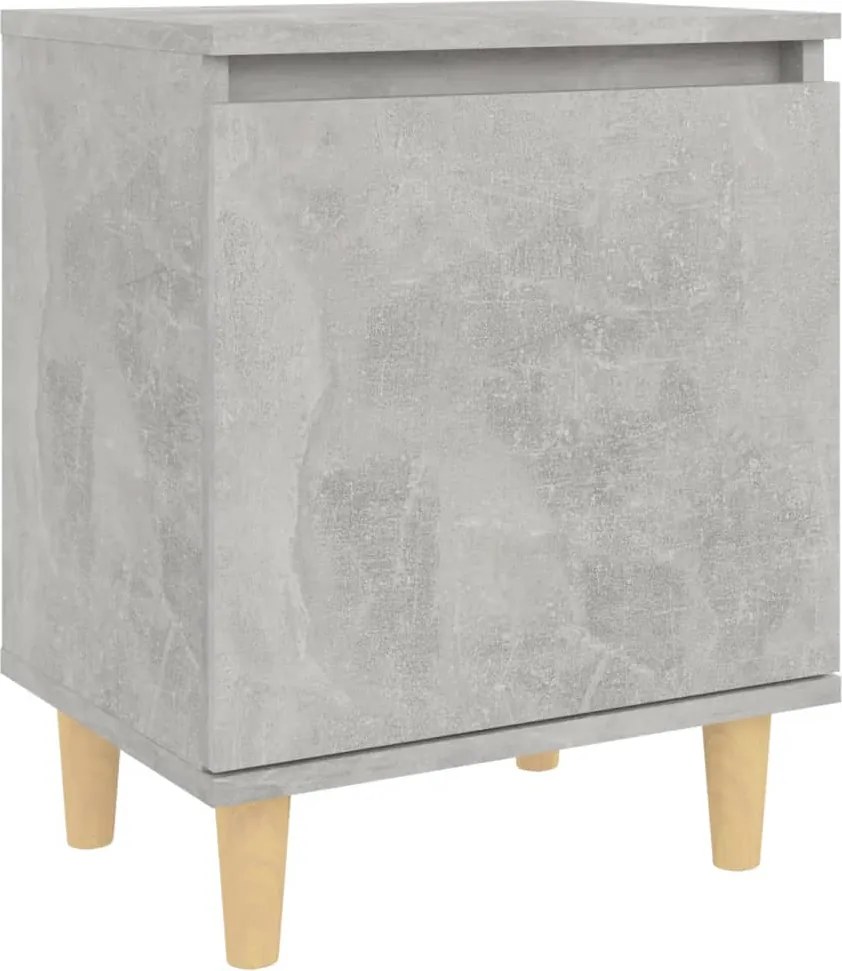 vidaXL betonszürke éjjeliszekrény tömör fa lábakkal 40 x 30 x 50 cm