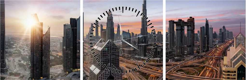 Kép - Dubai panorámája (órával) (90x30 cm)