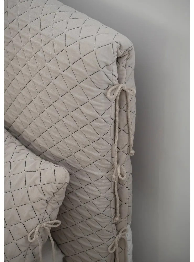 Bézs kárpitozott franciaágy ágyráccsal 180x200 cm Sleepy Luna – Miuform