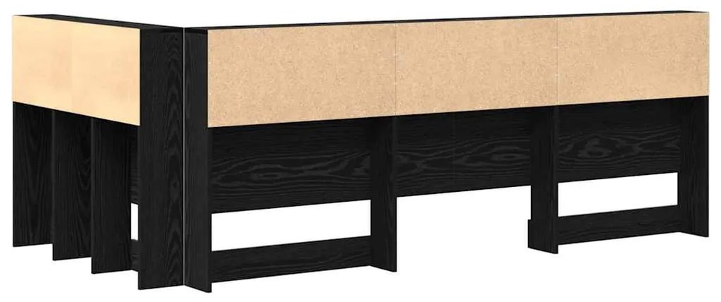 Tároló fejtámla polcokkal fejtámlával Musta tammi 90 cm Faanyag