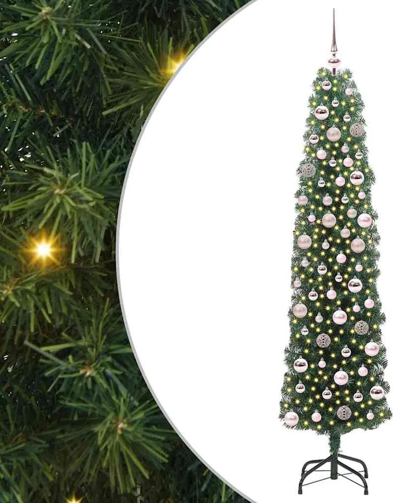 vidaXL Mű karácsonyfa 300 LED-del Zöld 180 cm PVC, acél és műanyag