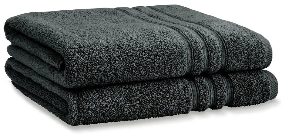 Sötétszürke frottír pamut fürdőlepedő szett 2 db-os 90x140 cm Zero Twist – Catherine Lansfield