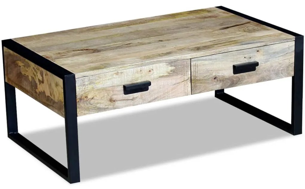 100x60x40 cm tömör mangófa dohányzóasztal 2 fiókkal