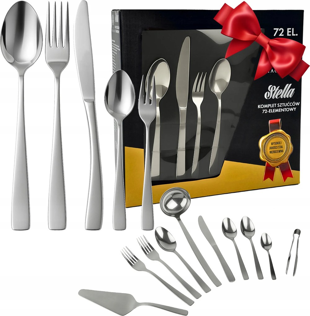 Evőeszköz Készlet 12 Személyre, 72 Darabos, Dobozban Rozsdamentes Acél Evőeszköz Készlet