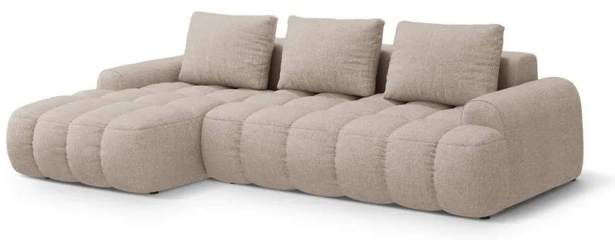 Világosbarna kinyitható-tárolóhelyes sarokkanapé (bal oldali-heverő résszel) Linz – Cosmopolitan Design