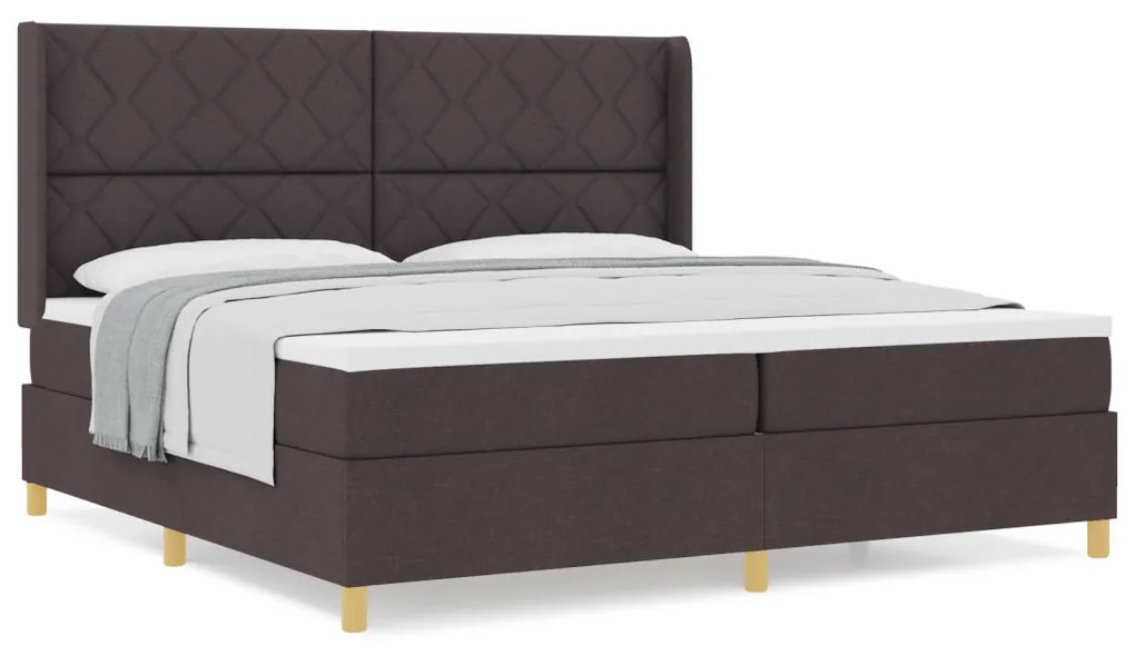 Boxspring Ágy Matracokkal Sötétbarna, 200x200 cm Szövetben