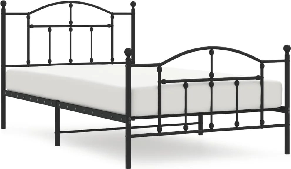 vidaXL fekete fém ágykeret fej- és lábtámlával 107 x 203 cm